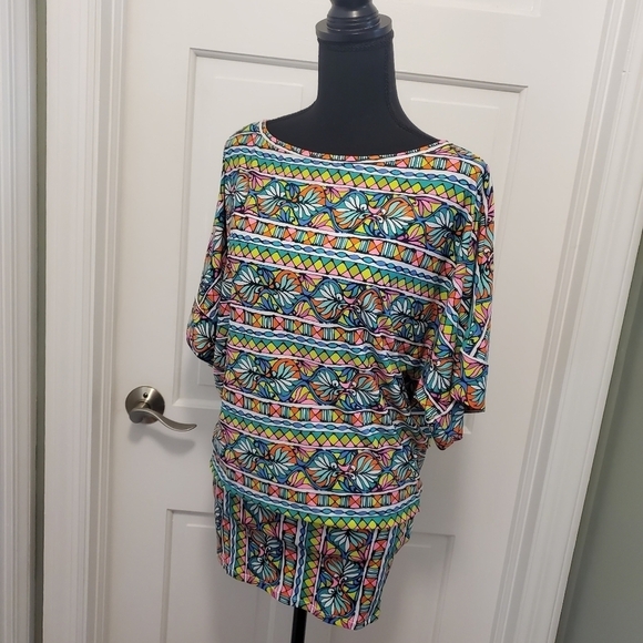 Trina Turk Swimsuit Coverup, poolside, Beachwear, tropical, colorful Size xs - Picture 8 of 11